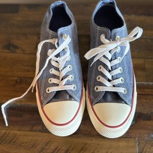 Converse Blue Canvas Sneakers with Red Accents
